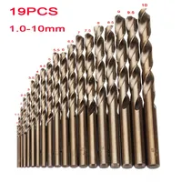 19PCS 1-10mm HSS M35 Cobalt Twist Drill Bit Set for Metal Wood Drilling for Drillpro Tools Set Kit Parts Accessories