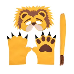 Kids Jungle Animal Birthday Lion Mask Dress Up Props Tigher Tail Childrens Day Raccoon Performance Supplies Squirrel Party Decor