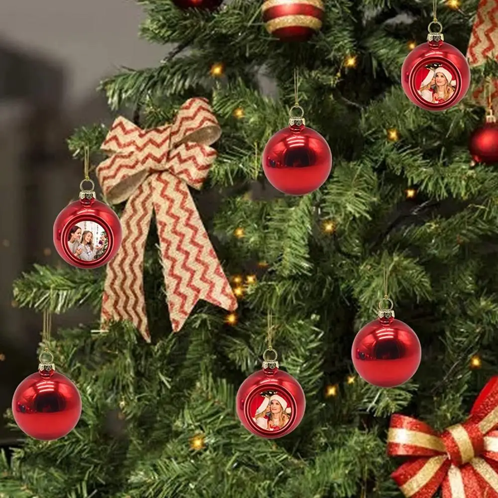 زخرفة كروية للصور ذاتية الصنع تنقل الحرارة ، حلي قابلة للف ، حلقة شجرة الكريسماس ، مقاومة للكسر ، 4: 6 ديكور ، 8 عيد الميلاد معلقة #4