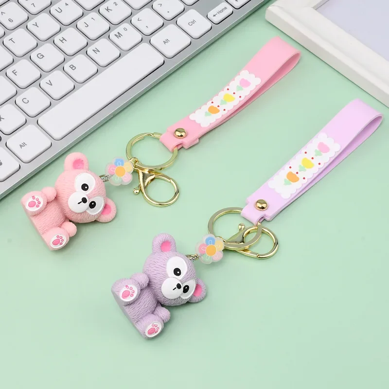 Children Gift Lovely Bag Pendant Flower Keyring Unisex Moe Energetic Cartoon Bear Keychain Original Accessories Car Key Chain