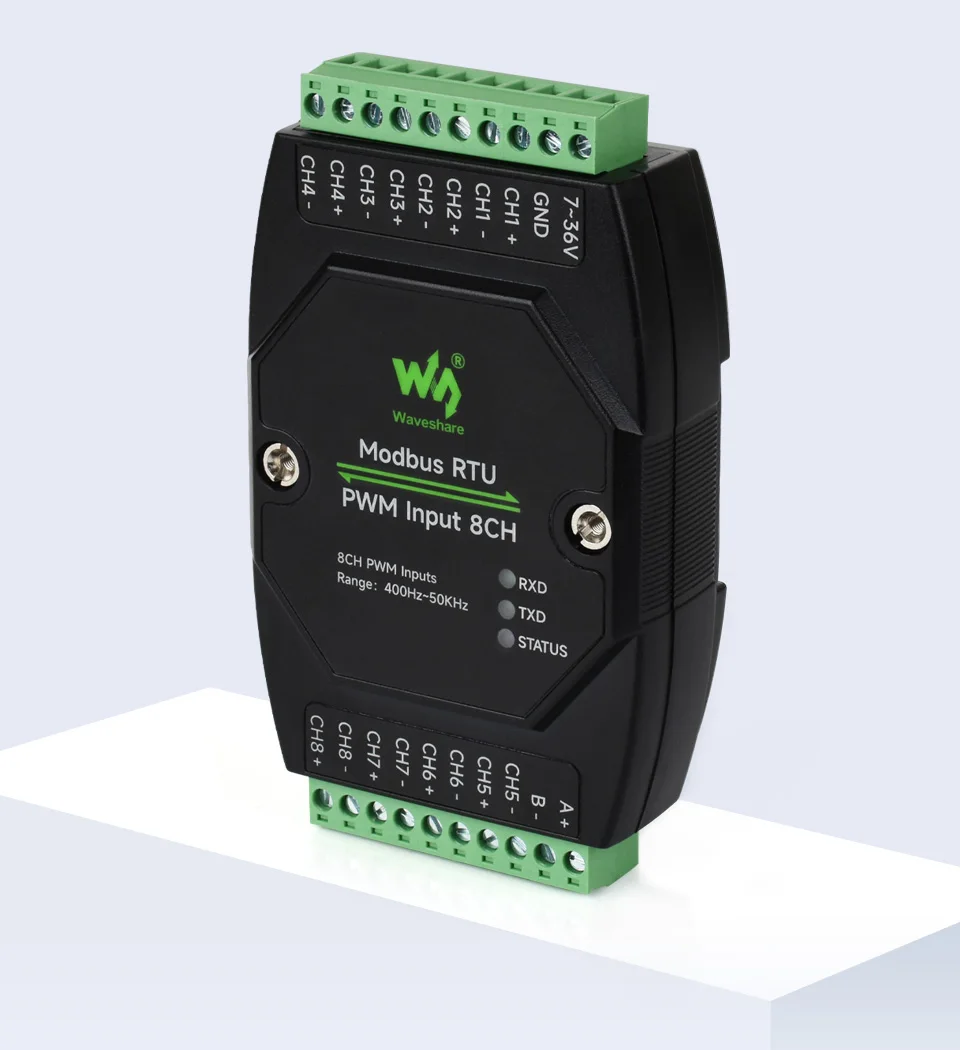 Industrial 8-Ch PWM Input Module Modbus RTU Protocol Isolated RS485 Interface Supports Frequency Duty Cycle Acquisition
