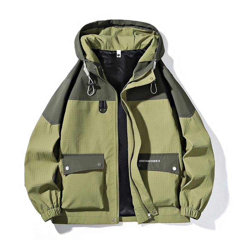 

Новые весенне-осенние мужские куртки с капюшоном, ветрозащитные водонепроницаемые пальто, мужские свободные теплые ветровки, модные повседневные куртки на молнии