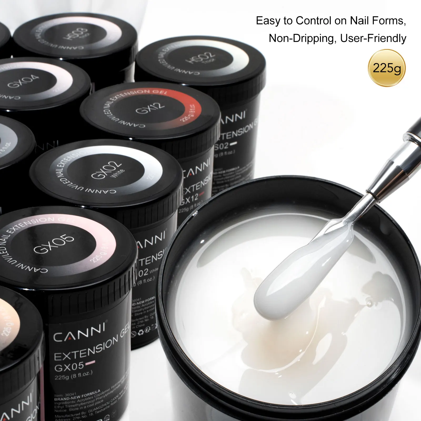 CANNI Builder Nagelgel Großes Volumen 225g UV LED Verlängerungsgel Stark Selbstnivellierend Dickschichtig Langanhaltend Salonqualität – Detail 7
