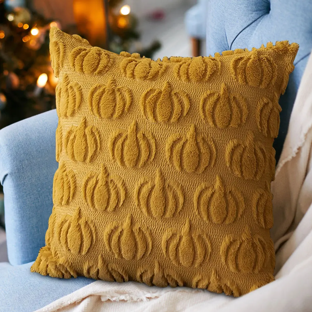 45x45CM Autumn Halloween Ghost Pumpkin Pillowcase Comfortable Soft Plush Pillowcase for Couch Sofa Bedroom Home Decoration