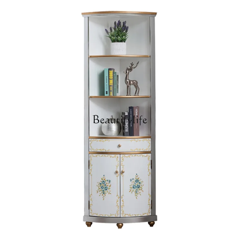 

European wine cabinet corner cabinet triangular American solid wood painted corner cabinet