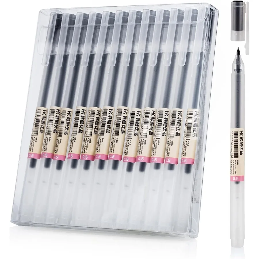 

Premium Black Gel Pens [0.5mm] Extra Fine Point Pens Smooth Writing Ballpoint Pens for Japanese Office School Stationery Supply