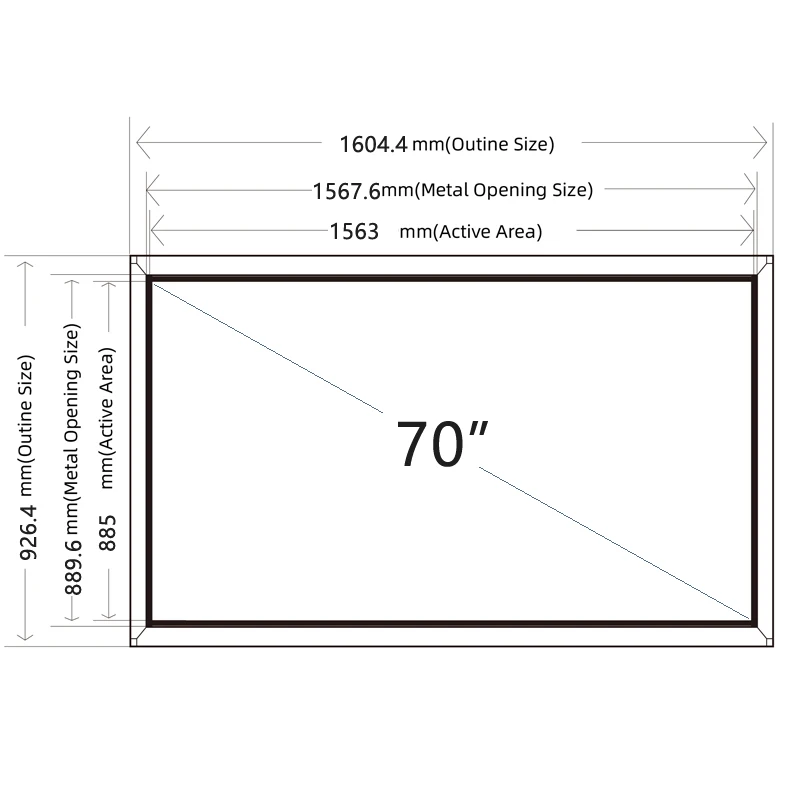 

70 Inch Interactive Touch Screen Overlay Frame Free Driver without Glass,70" IR Touch Frame 20 touch points