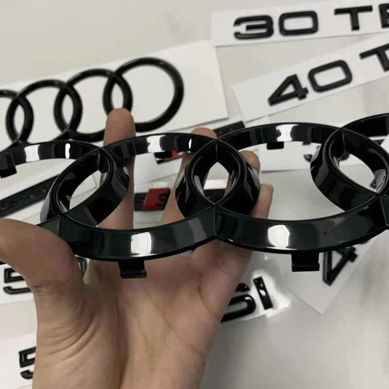 

AUDI Q3 4 Ring Logo ABS Black 2022 Car Hood Front Grill Rear Trunk Emblem Badge Sticker Quattro Sline Q3 Accessory refit