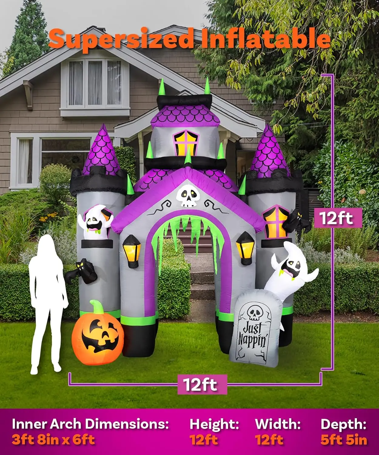 Halloween Inflatables 12ft Haunted House Archway. Large Inflatable Outdoor Halloween Decorations. Inflatable