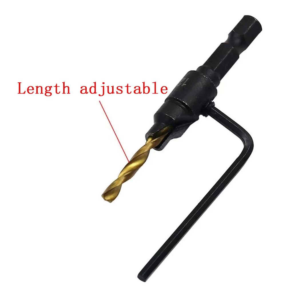 Taladro avellanador de vástago hexagonal 1/4, juego de brocas para carpintería, agujeros piloto de perforación para tamaños de tornillos #5 #6 #8