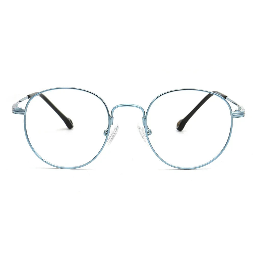 Blue Lightweight Metal Optical Glasses Frames Men's Fashion Round Eyeglass Spectacles Gold Pink Flexible Eyewear for Women