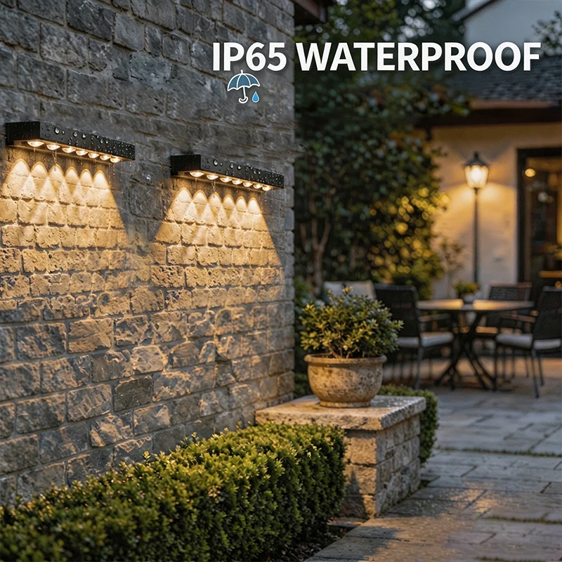Luces LED Solares para Pared, Decoración de Jardín, Luces para Cercas, Iluminación Exterior para Patio, Calle, Terraza