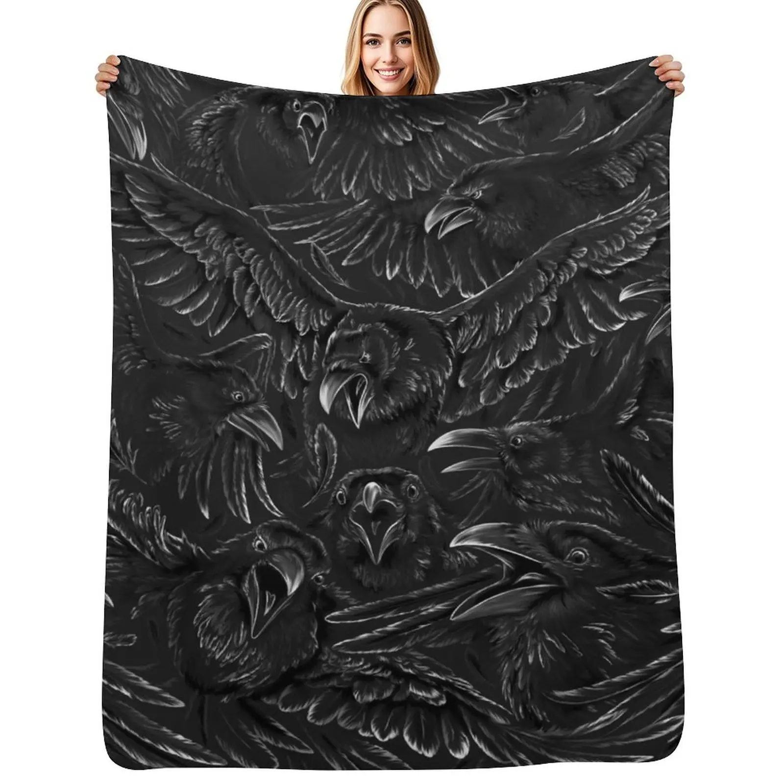 Raven Rage Throw Blanket Sofa Throw Custom blankets and throws Heavy Hairy Soft Big Blankets