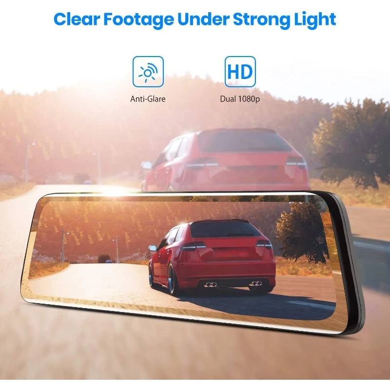 1080P 9.35'' OEM Rear View Mirror Camera, Full Laminated Ultrathin Touch Screen Mirror Dash Cam Front and Rear with No Glare