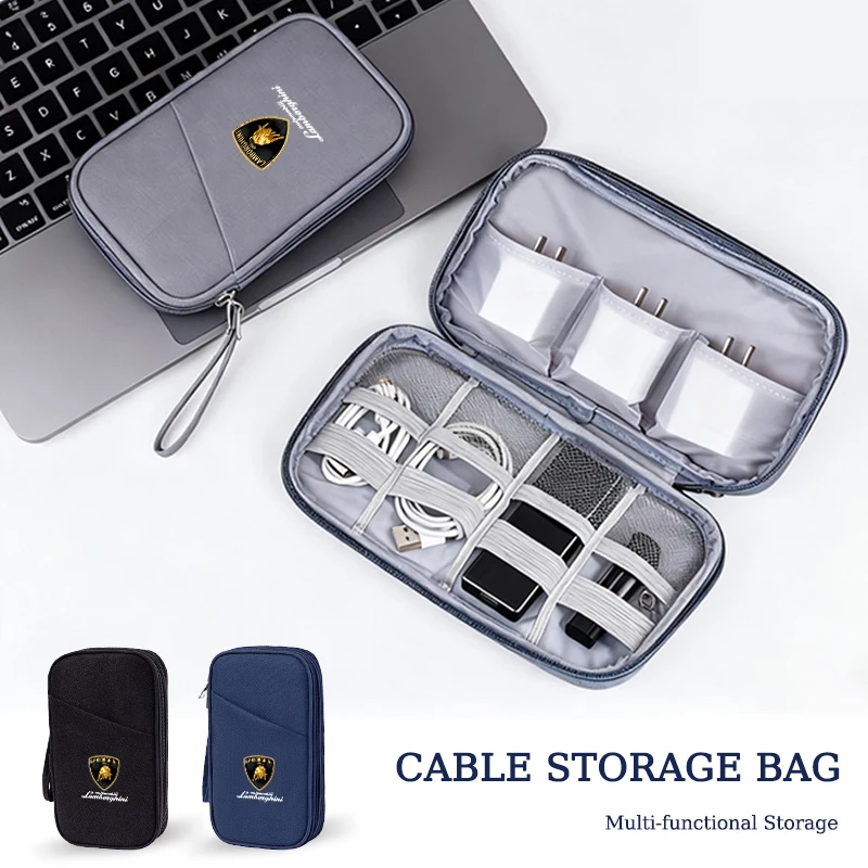 

Waterproof Sticker Capacity Travel USB Data Line Cable Storage Bag For Lamborghini Urus Huracan Aventador Premium CarAccessories