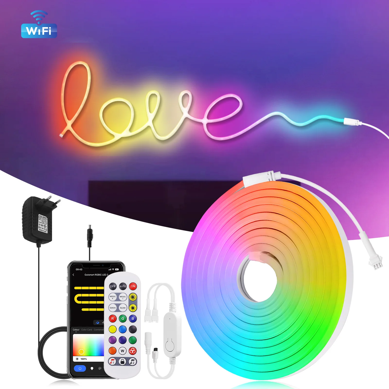 12V 24V RGB Neon LED Strip Light Smart WiFi Bluetooth APP Control WS2811 Taśma zmieniająca kolor 6X12MM Wodoodporne neonowe światła linowe