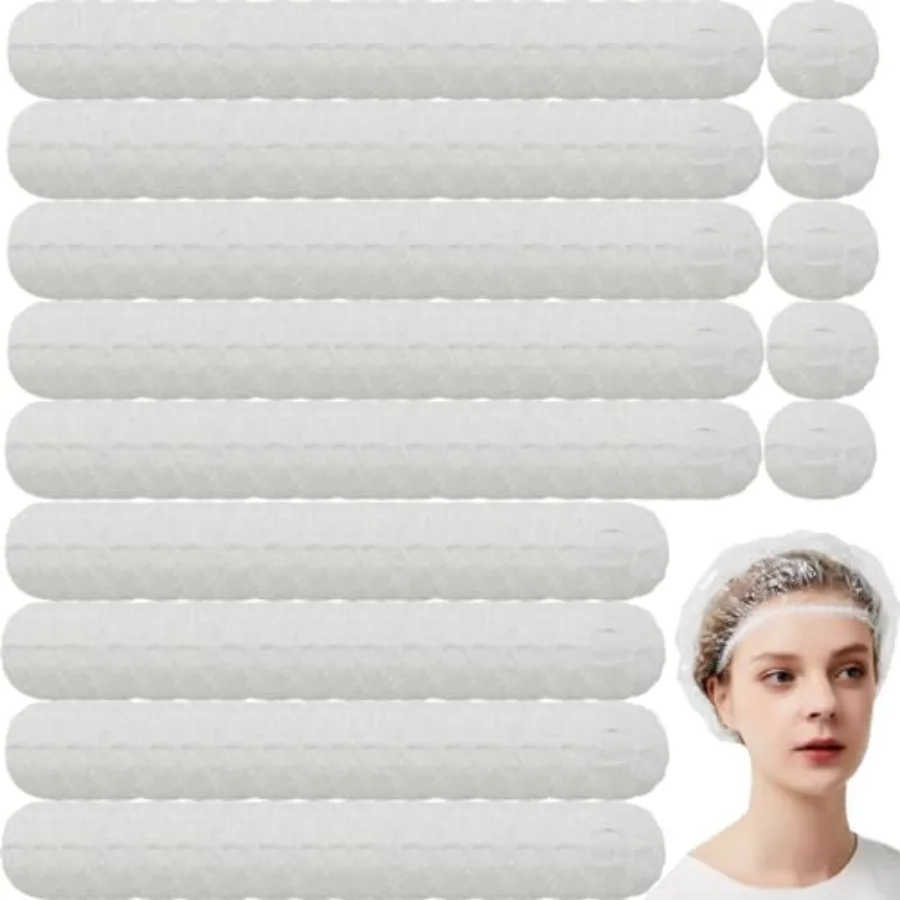 

200PCS Disposable Shower Caps Bulk 16" Plastic Clear Hair Cap Elastic Waterproof Bath Caps for Women Hair Care Cleaning Supplie