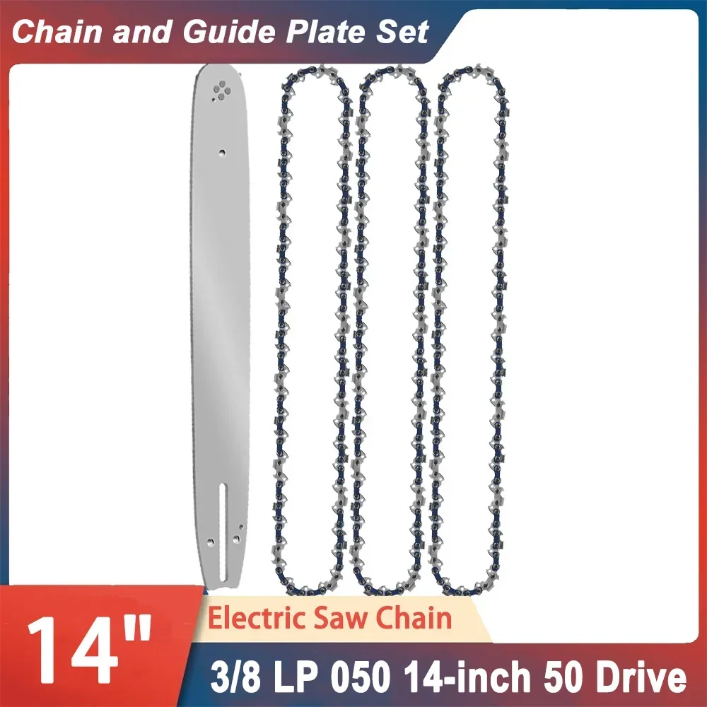 

14-inch Professional Chain Saw 50 Drive Links 3/8"LP Pitch Alloy Build 0.050" Groove Rounded Teeth for Safe Cutting Garden Tools