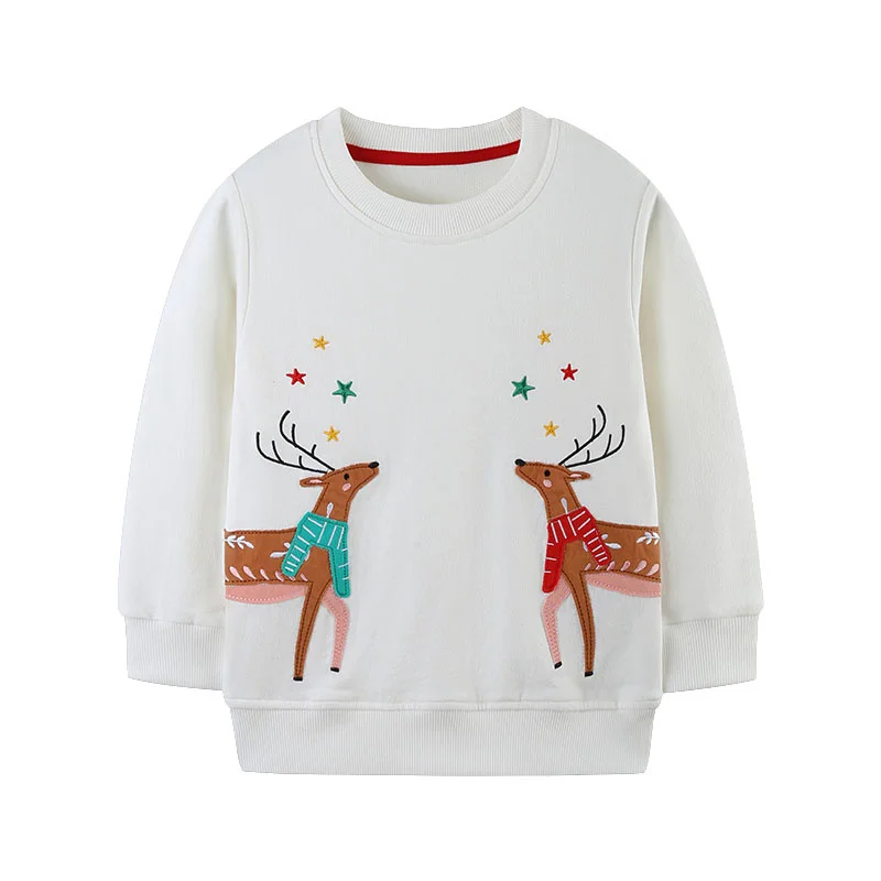 

2-7T Christmas Girls Sweatshirts Long Sleeve Autumn Winter Fashion Festival Children's Clothes Animals Deer Cute Baby Tops