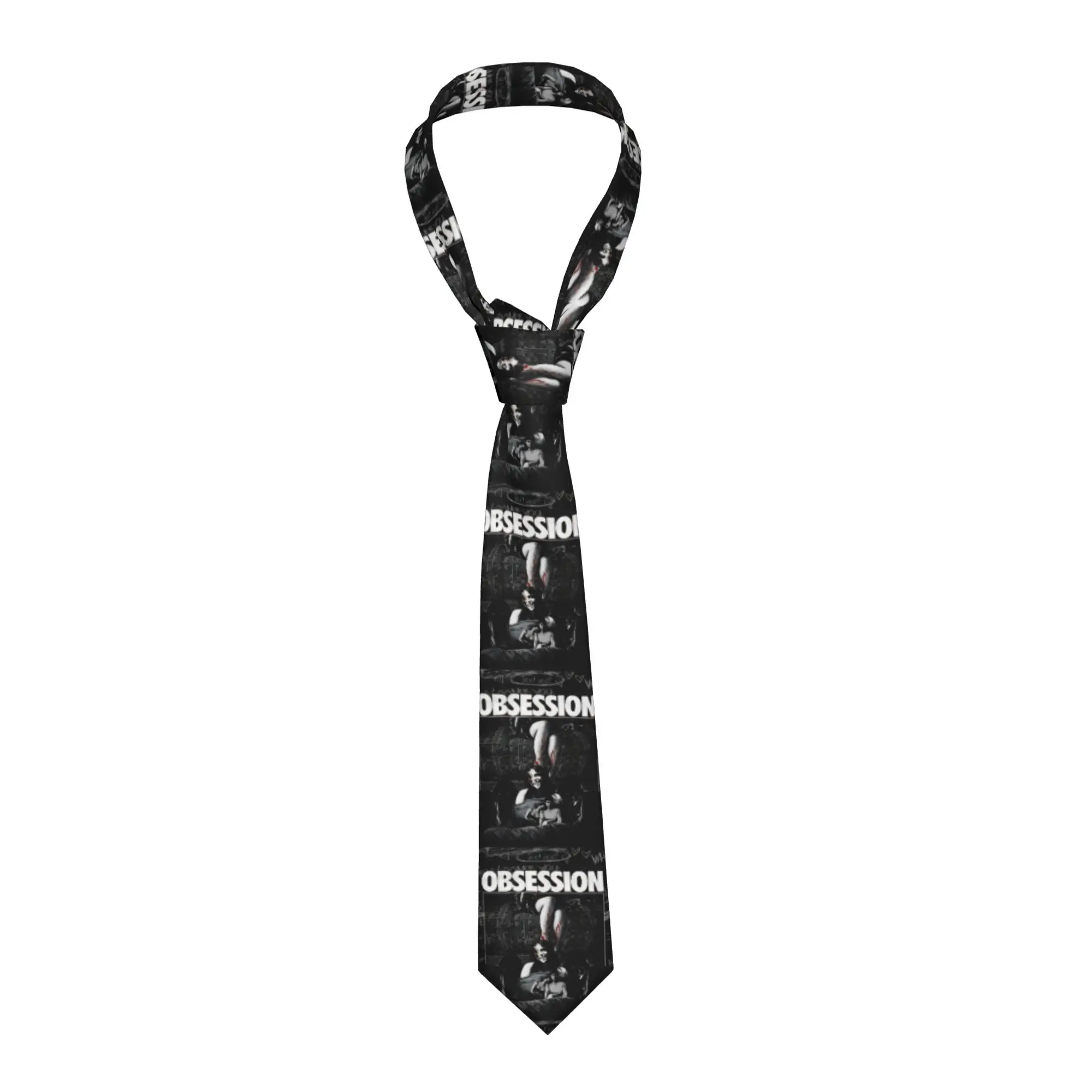 Cravate à motif de message texte 'Obsession Stalker', cravate d'affaires pour homme, cravate fantaisie décontractée, accessoires de cravate, cravate de haute qualité