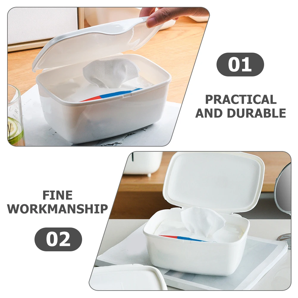 

Plastic Square Box Wet Tissue Holder White PP Dustproof Storage Container Napkin Case Bathroom Desktop Organizer