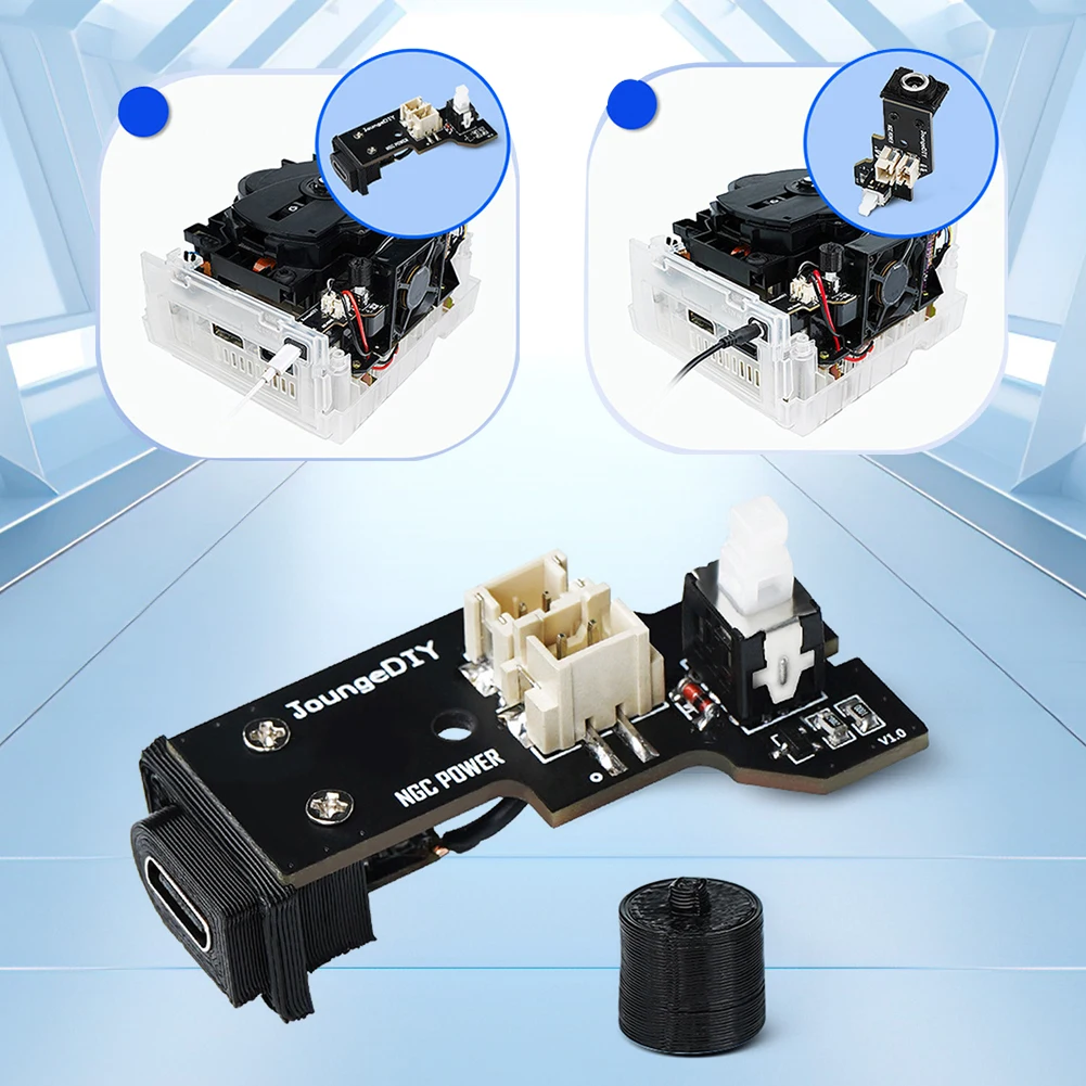 Adaptador de corriente NGC Game Cube, puerto tipo C, reemplazo DC/Type C PSU Mod, placa de alimentación multiusos Gamecube PSU, accesorios para juegos