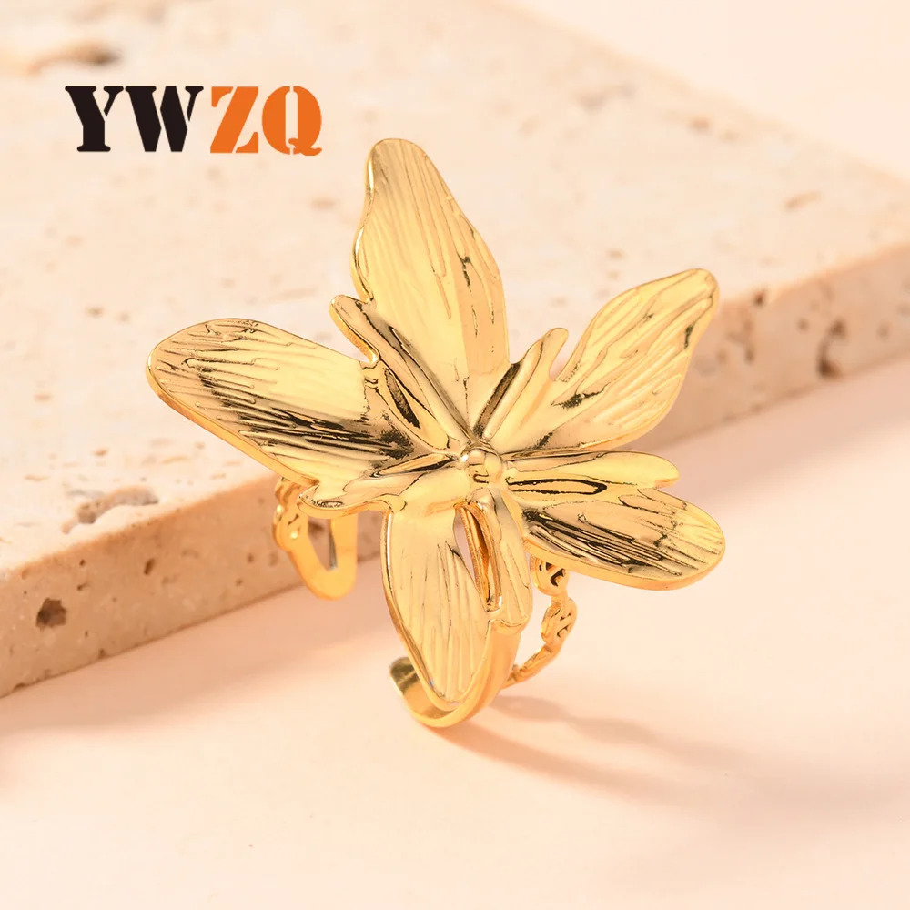 1pcs Hot Selling Exaggerated Personalized Commuter Hydraulic Flower Opening ring, high-end Sense Stainless Steel Ring Jewelry