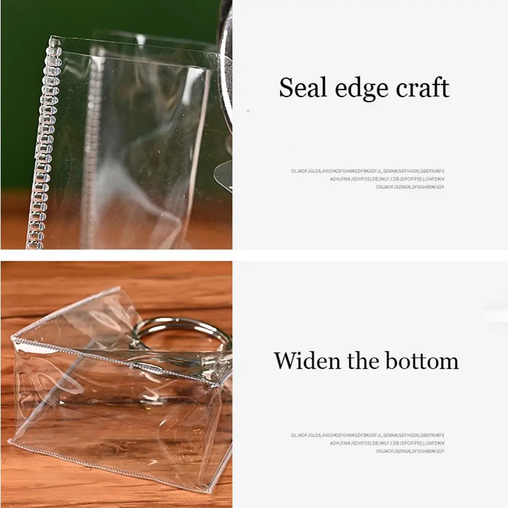 1Pc Transparent PVC Tote Bag Metal Texture Design Round Hand-held Jewelry Pouch Wedding Candy Case