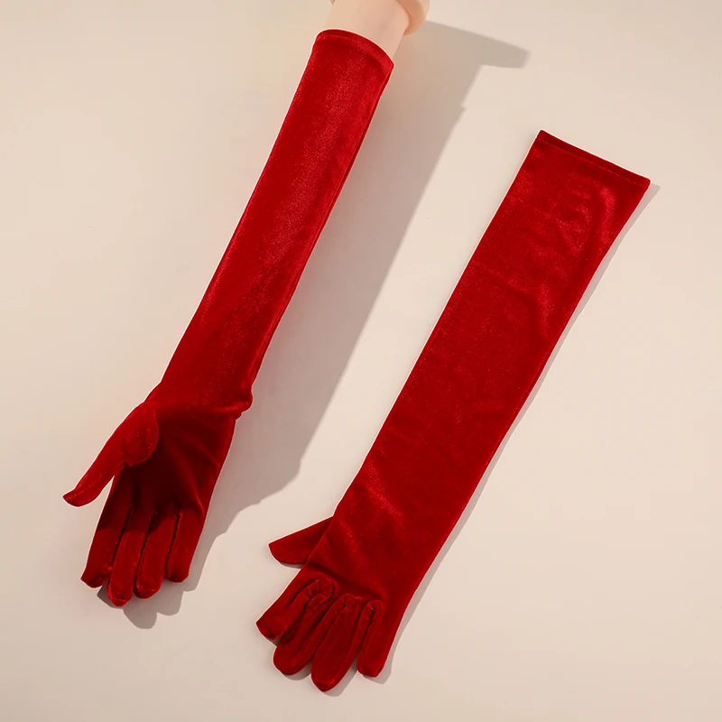 Bridal gloves vintage suede Christmas red gloves, suitable for women's weddings, event accessories