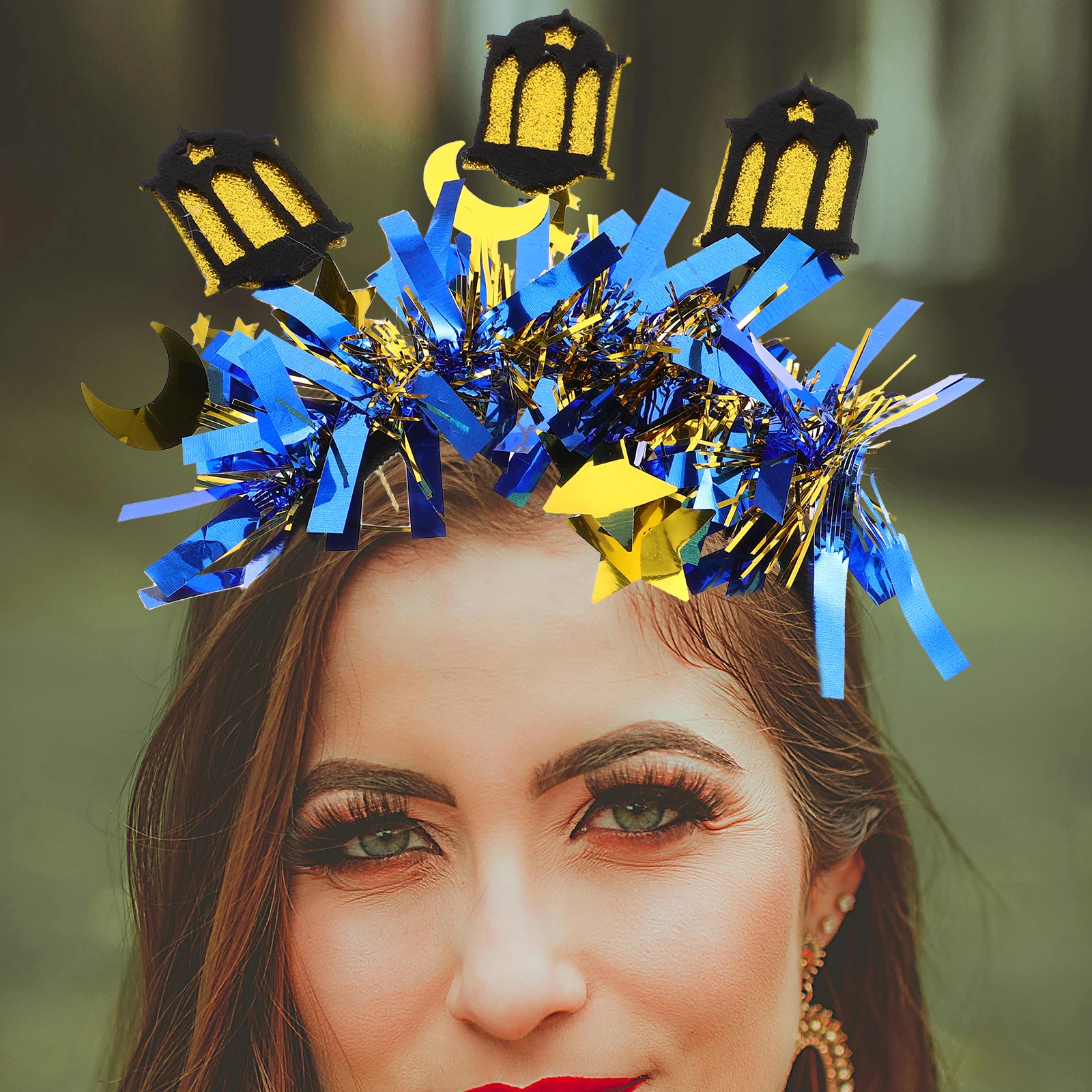 

Ramadan Festival Headband Comfortable Glitter Headgear Moon Star Headpiece Carnival Plastic Event Unique Hair Accessory Eid