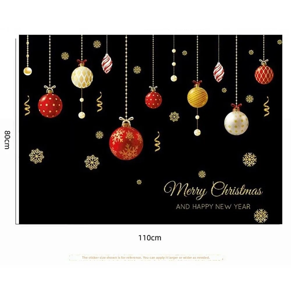 Multicolor Christmas Window Sticker Christmas Balls Waterproof Christmas Window Decals Scene Layout Electrostatic Cling