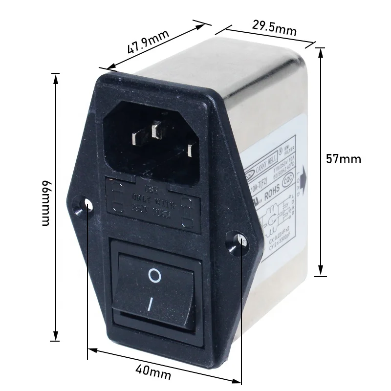 Imagem -02 - Módulo de Entrada de Energia Dupla Iec 320 C14 Tomada ac Emi Emc Filtro de Ruído com Interruptor Marinho e Suporte Fusível 10 Desconto para Lar