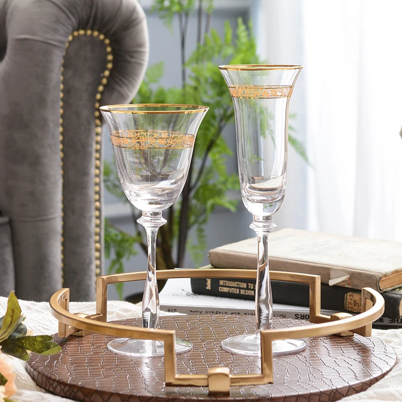 

Gold Wire Glass Cup, Household Wine Glasses, Model Room Beverage Glass, Juice Glass Goblet, Cocktail Glass, Bar Party Drinkware