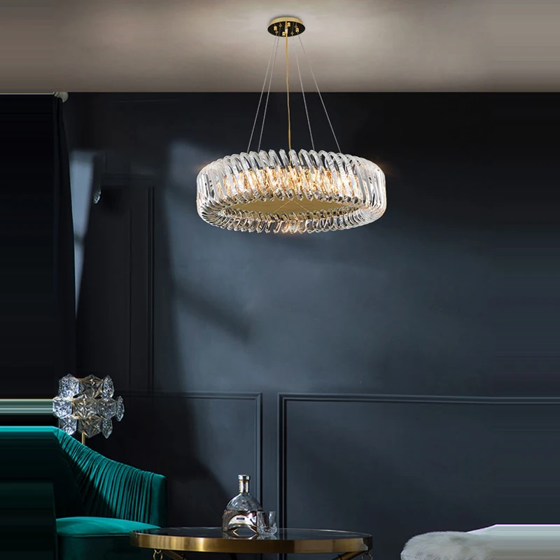 LED Round Gold Dimmable Lamparas Colgantes Chandelier Lighting 2025 New Trend Lustres Para Sala Estar For Living Room