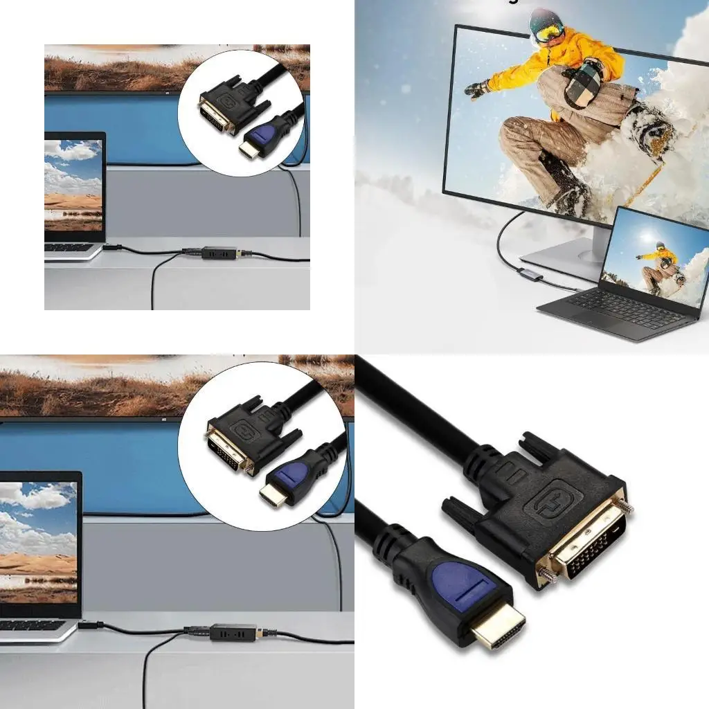 

R53C HDTV to DVI 24+1 Male to Male Converters Cable for HD1080p Video on Laptop