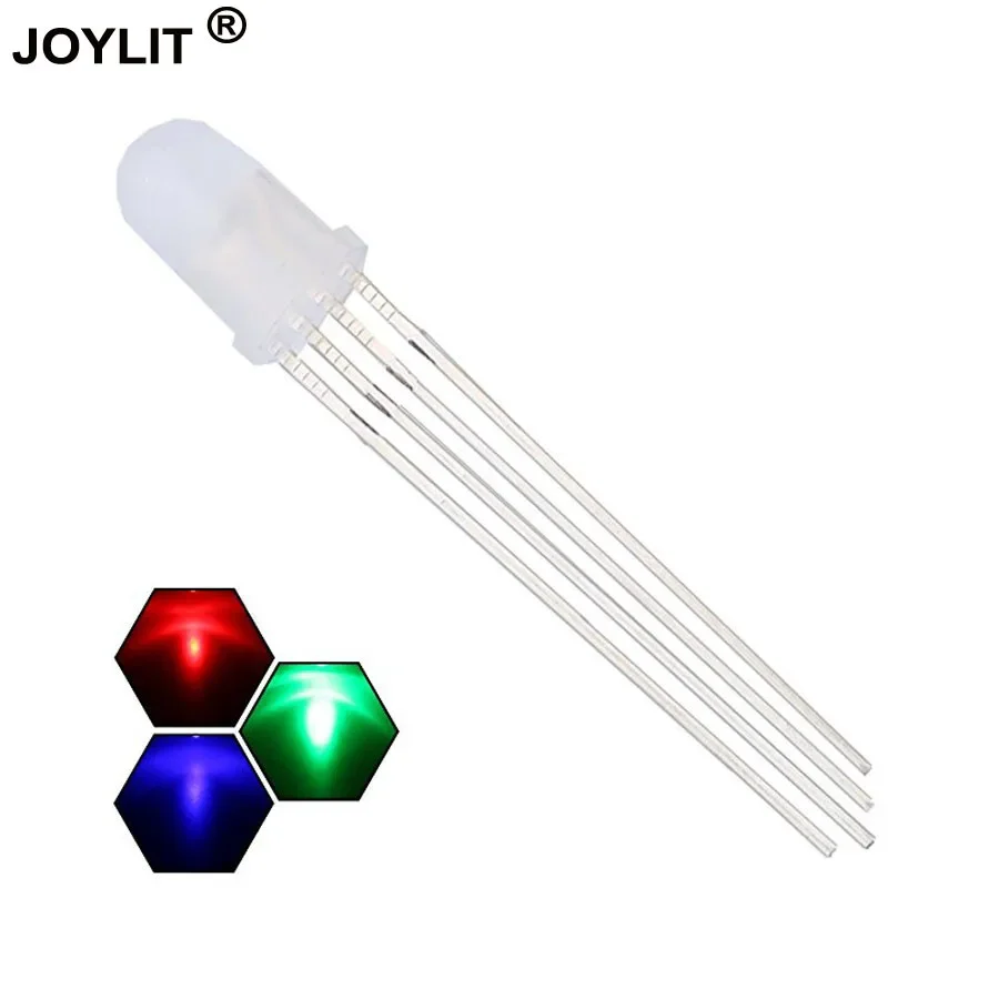 1000pcs/lot LED 5mm Rgb 4pins Common Anode RGB Fullcolor Transparent Fog Round Head Bright Colorful Lights For PCB