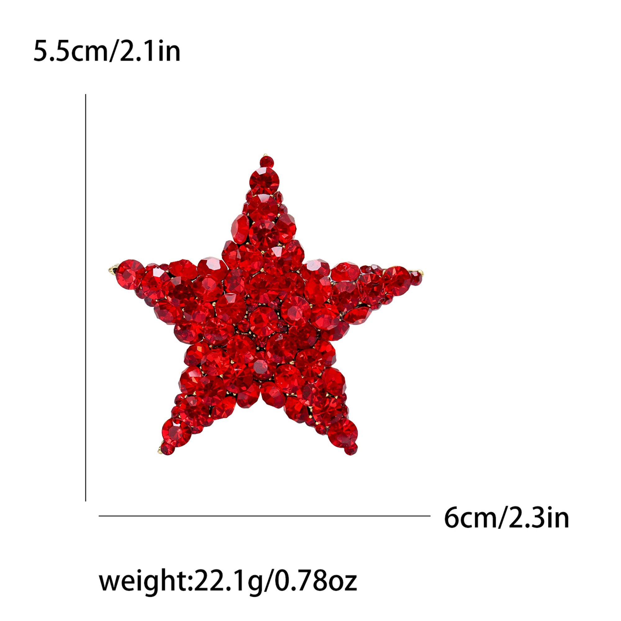Beaut&Berry Shiny Rhinestone Pentagram Brooches for Women Unisex Glamour Pins Casual Party Accessories New Year Gifts Friends