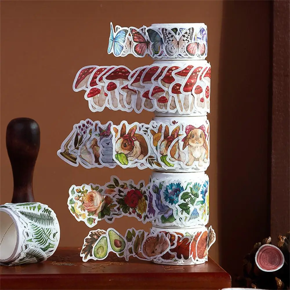 Cartoon Lovely Roll Stickers Manual Japanese Paper Decorative Stickers Mr. Washi Glue Packaging Etc.