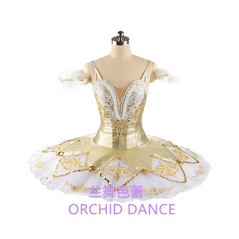 

Backless Design Professional High Quality Women Adult Performance Wear Girls Swan Lake Golden Ballet Tutu Costumes