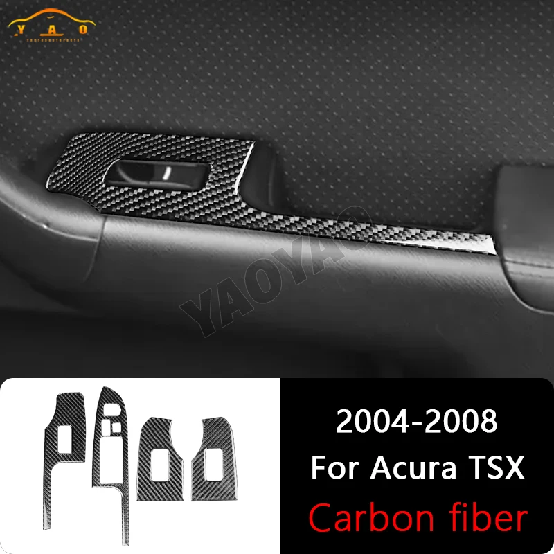 

Car Sticker For Acura TSX 2004 2005 2006 2007 2008 Carbon Fiber Window Lifter Panel Cover Trim Accessories