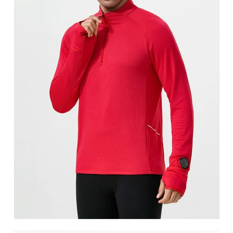 Autumn and Winter Men's Sports Top Warm Outdoor Cycling Camping Fitness Training Running Marathon Men's Half Zipper Top