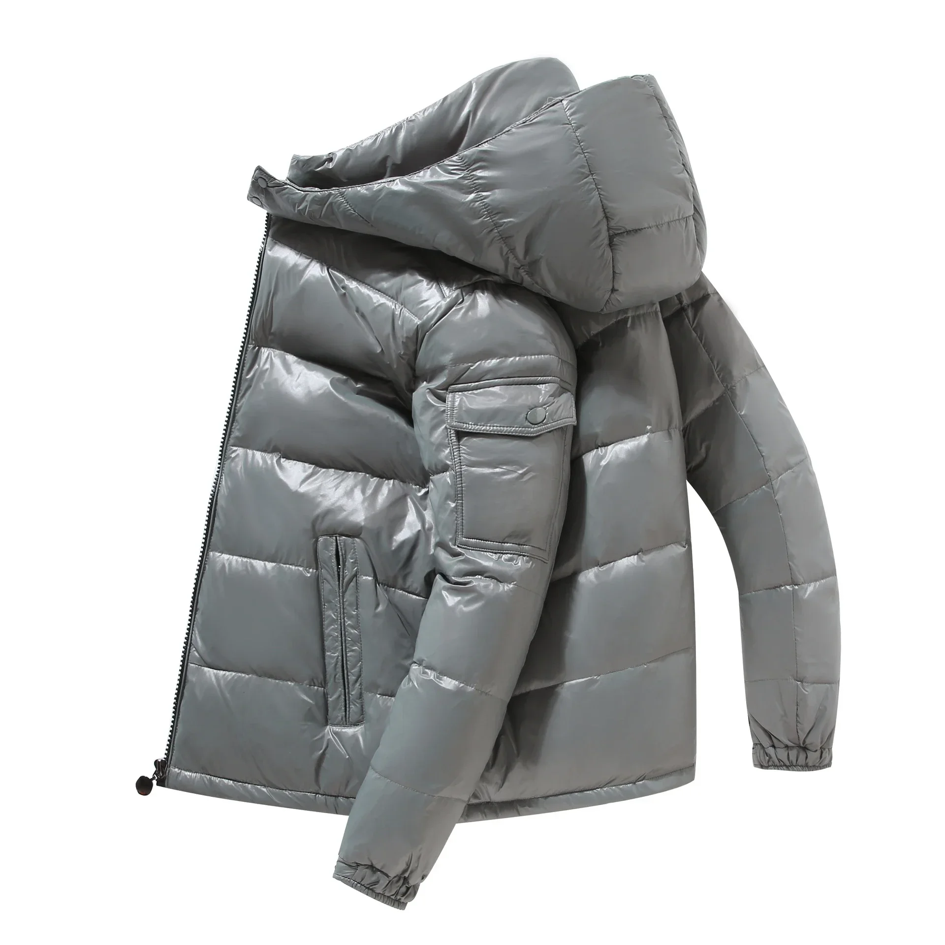 Neue Winter Männer Shiny Puffer Parker Mantel Mit Kapuze Casual Weiße Ente Unten Jacke Hohe Qualität Männlichen Outdoor Winddicht Warme Jacken