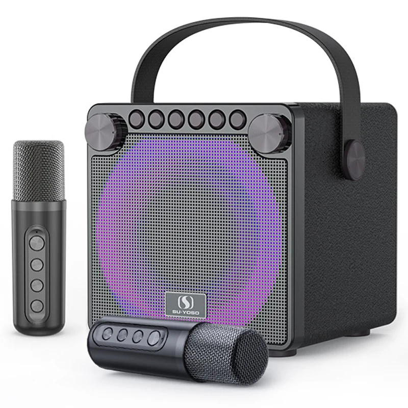 120W High Power RGB Pickup Rhythm Light Wireless Portable Microphone Bluetooth Speaker Sound Family Karaoke TF Subwoofer YS-602