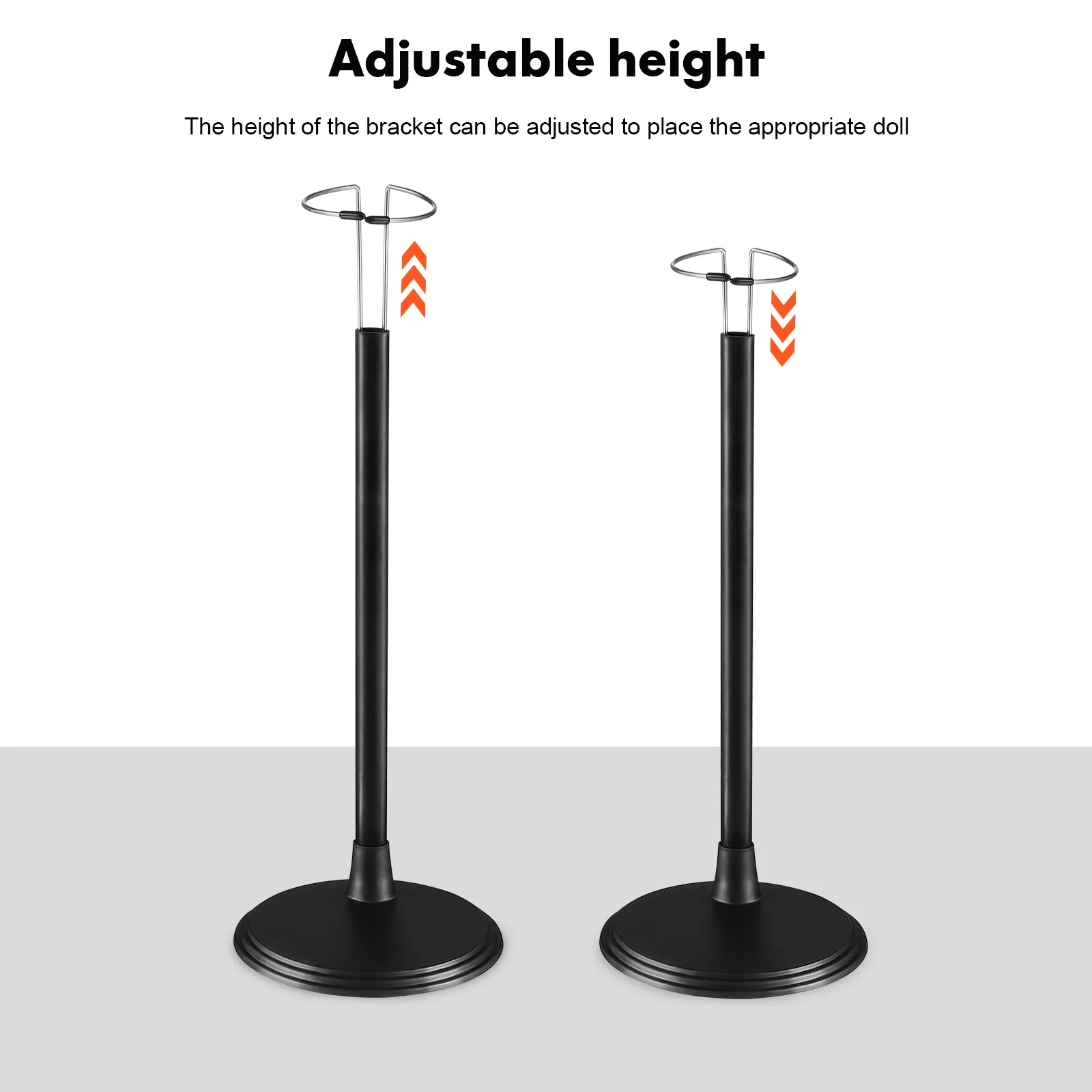 2 Pcs Puppet Adjustable Height Black Display Shelves Stands Stainless Steel Miniature Figure Racks