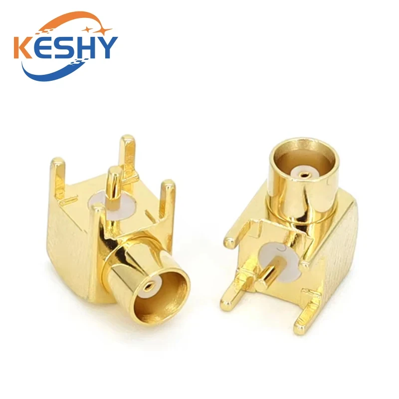 1-10 peças mcx mmcx macho/fêmea conector pcb montagem com solda ângulo reto 90 graus banhado a ouro conector de 3 pinos