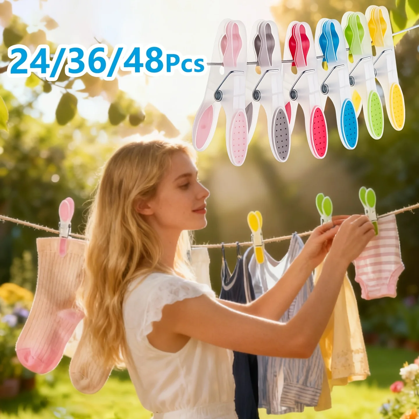 12 Stück Verstärkte Bunte Große Wäscheklammern, Starke Windfeste Klemmen für Kleidung, Quilt, Handtücher, Balkontrocknung, Wäscheklammern