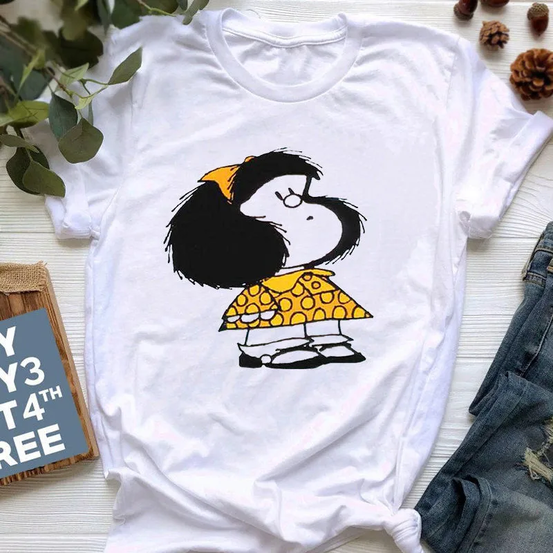 

Women's T-shirt Cartoon PAZ Mafalda or QUIERO Cafe Printed Graphic T-shirt Harajuku Fashion Funny T-shirt Summer Tops tee Shirt