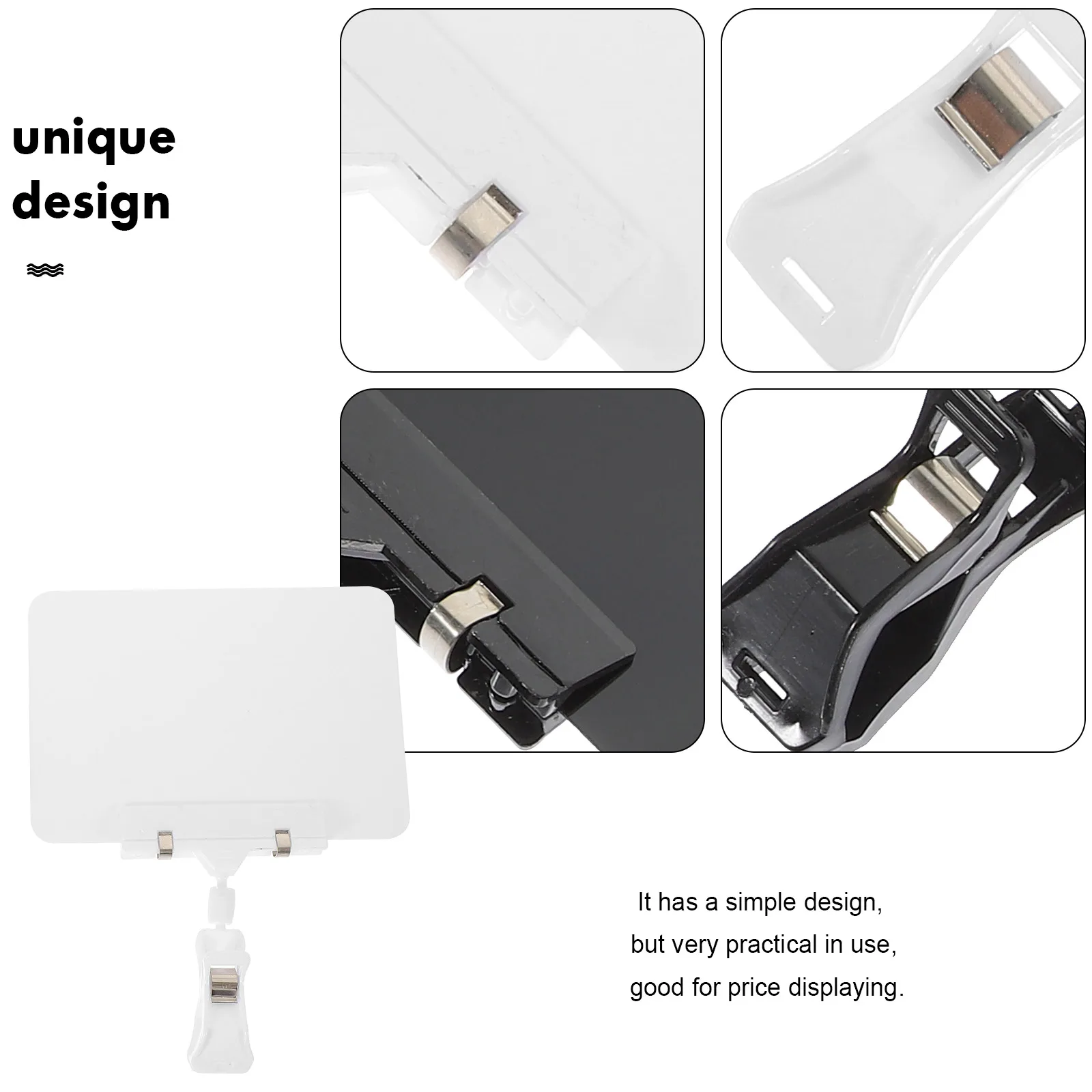 

4 Pcs Price Tag Holders A6 White Black PVC Reusable Retail Store Home Organization Display Stand Folder