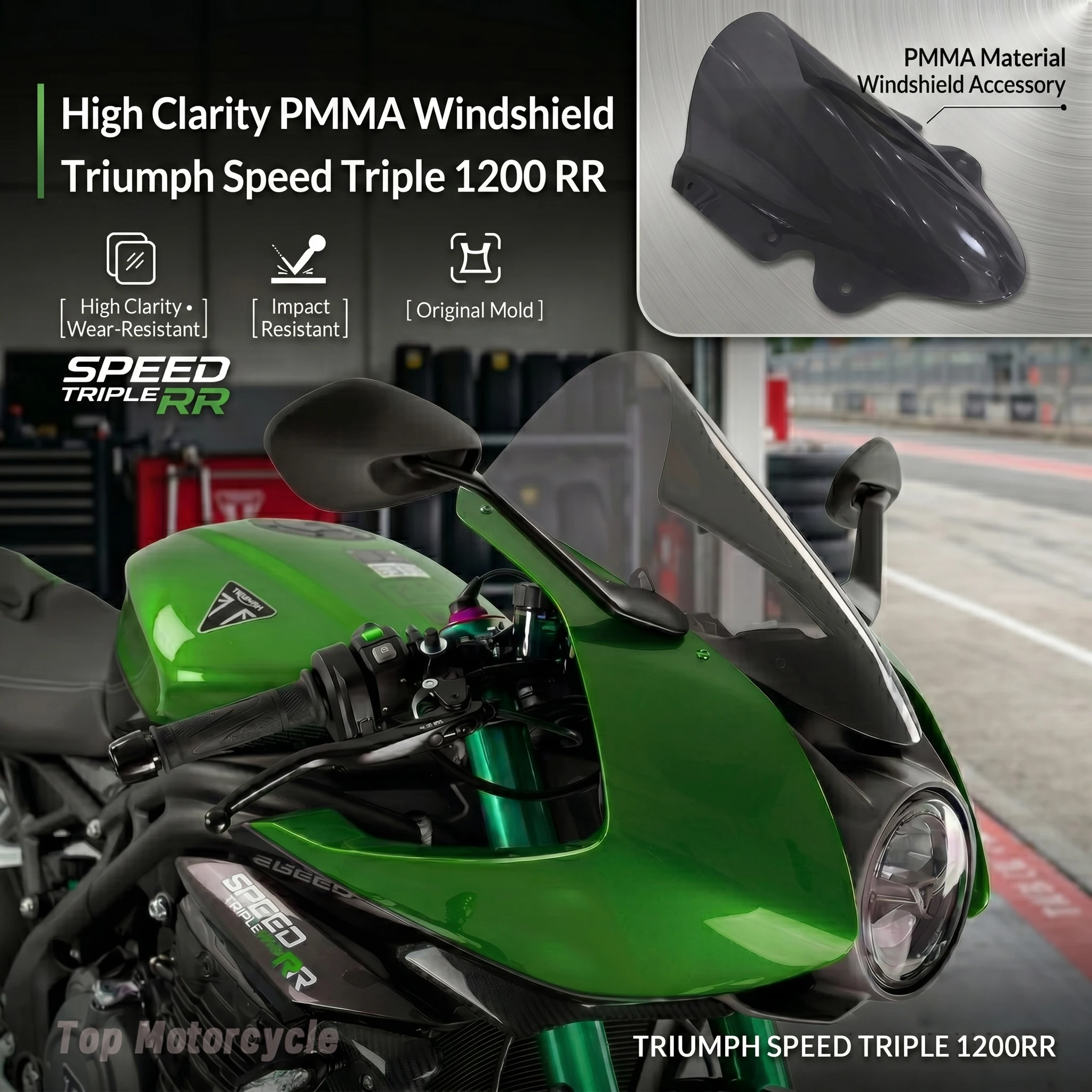 

For Triumph Speed Triple 1200 RR 2022-2024 Racing Windshield PMMA Wind Deflector Motorcycle Front Fairing Cover Accessories