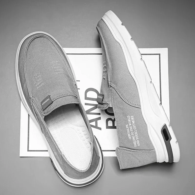 Men Shoes Summer Canvas Shoes Breathable Comfortable Outdoor Slip On Walking Sneakers Classic Loafers For Men